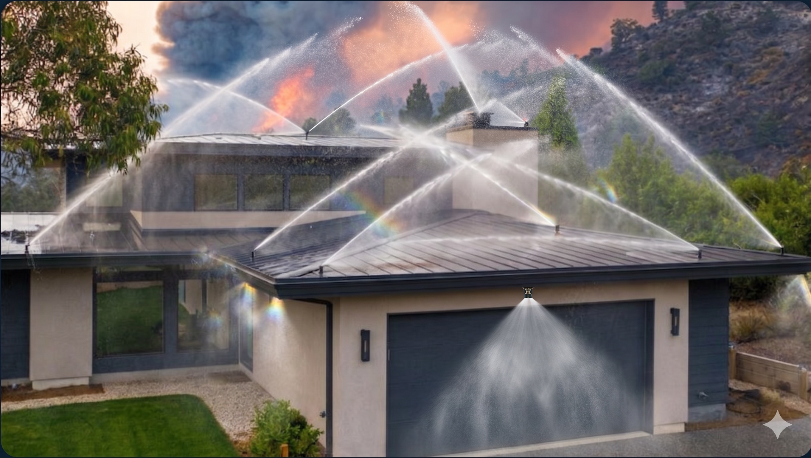 Ember Pro wildfire defense system actively deployed on Colorado home - insurance-preferred upgrade